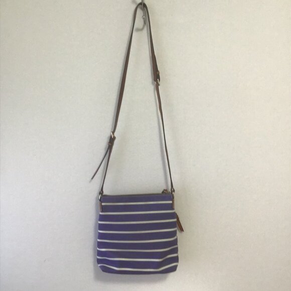 Dooney & Bourke Blue and White Striped Nylon Crossbody Bag - Picture 4 of 13
